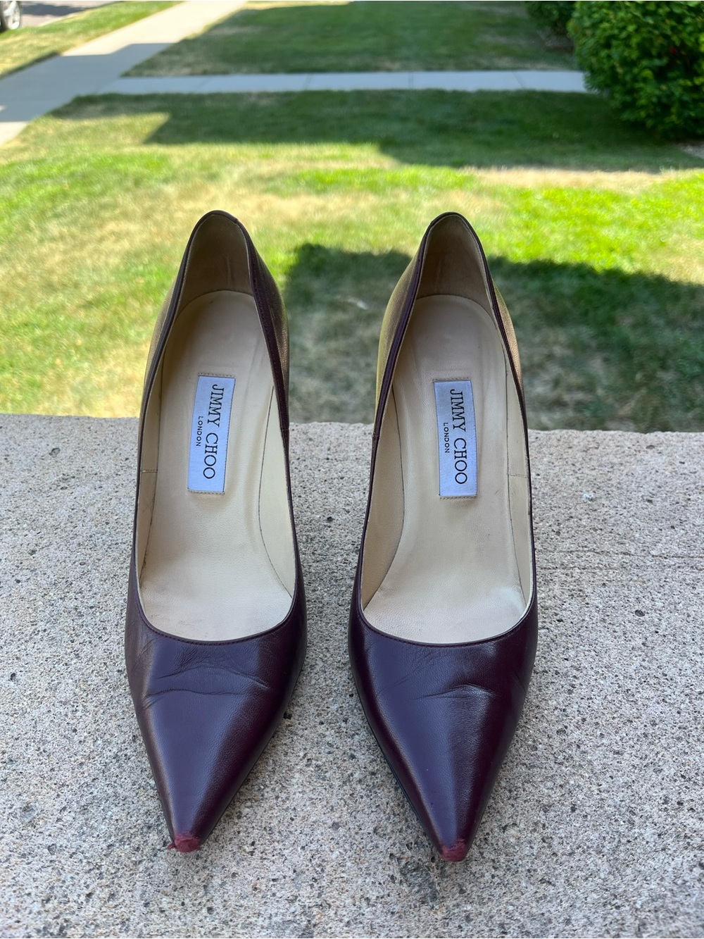 Jimmy Choo Burgundy Pointed-Toe Leather Pumps